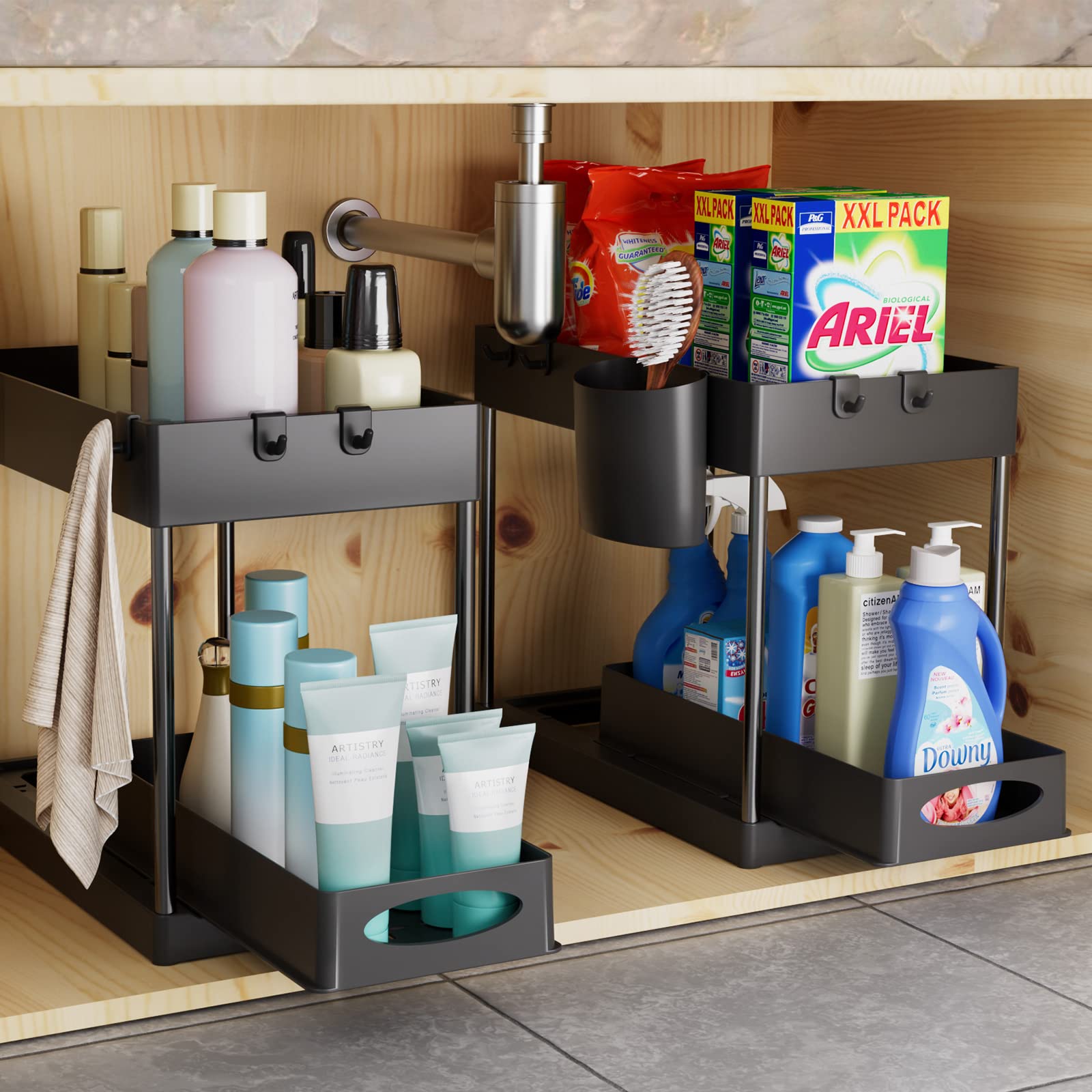 GODDSEVOES Under Sink Organizers and Storage pull out sliding drawers,2