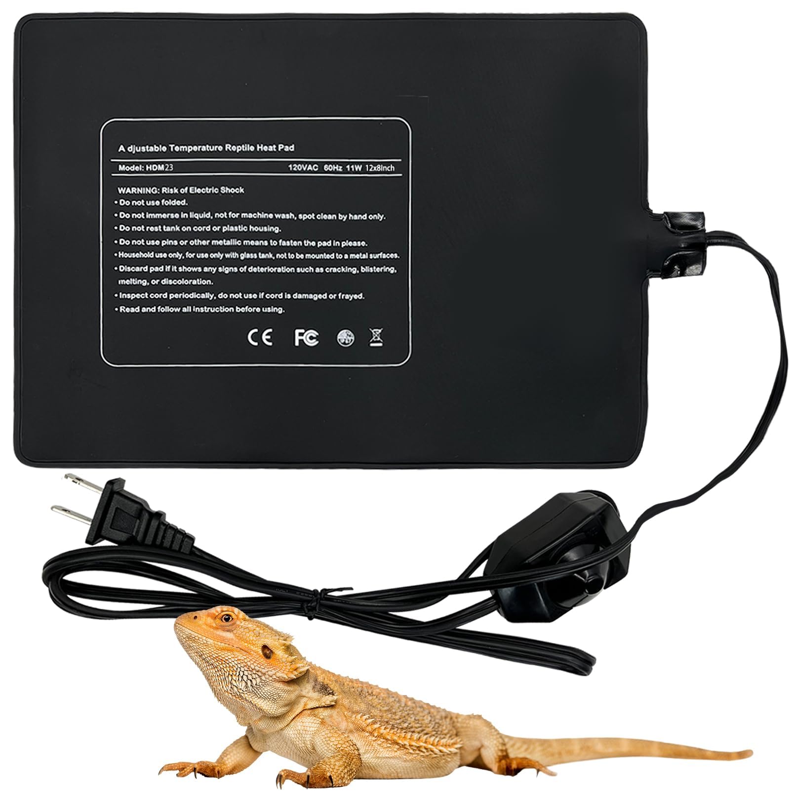 Hamiledyi Reptile Heating Pad 23W, Waterproof Under Tank Heater Mat 8x12 Inch for 30-40 Gallon Terrariums, Safe Heat Mat for Bearded Dragons, Leopard Geckos, Hermit Crabs, Snakes & Lizards