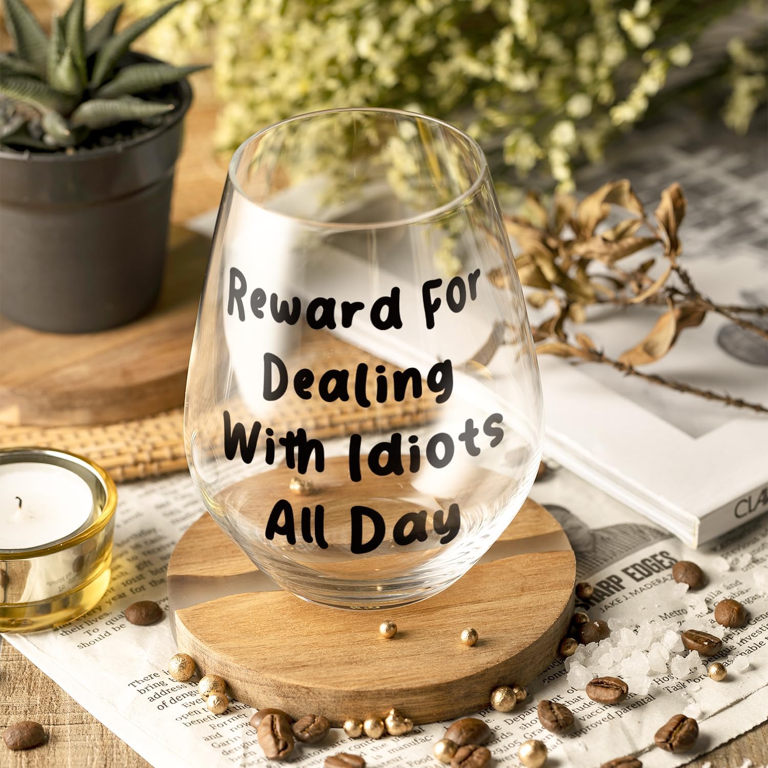 Fatbaby Funny Wine Glass For Women Coworkers, Sarcastic Gifts For Best Friends Sisters Mom, Christmas Birthday Mother's Day Gifts Stemless Wine Glass for Wine Lover Work Besties 15 OZ - Image 6