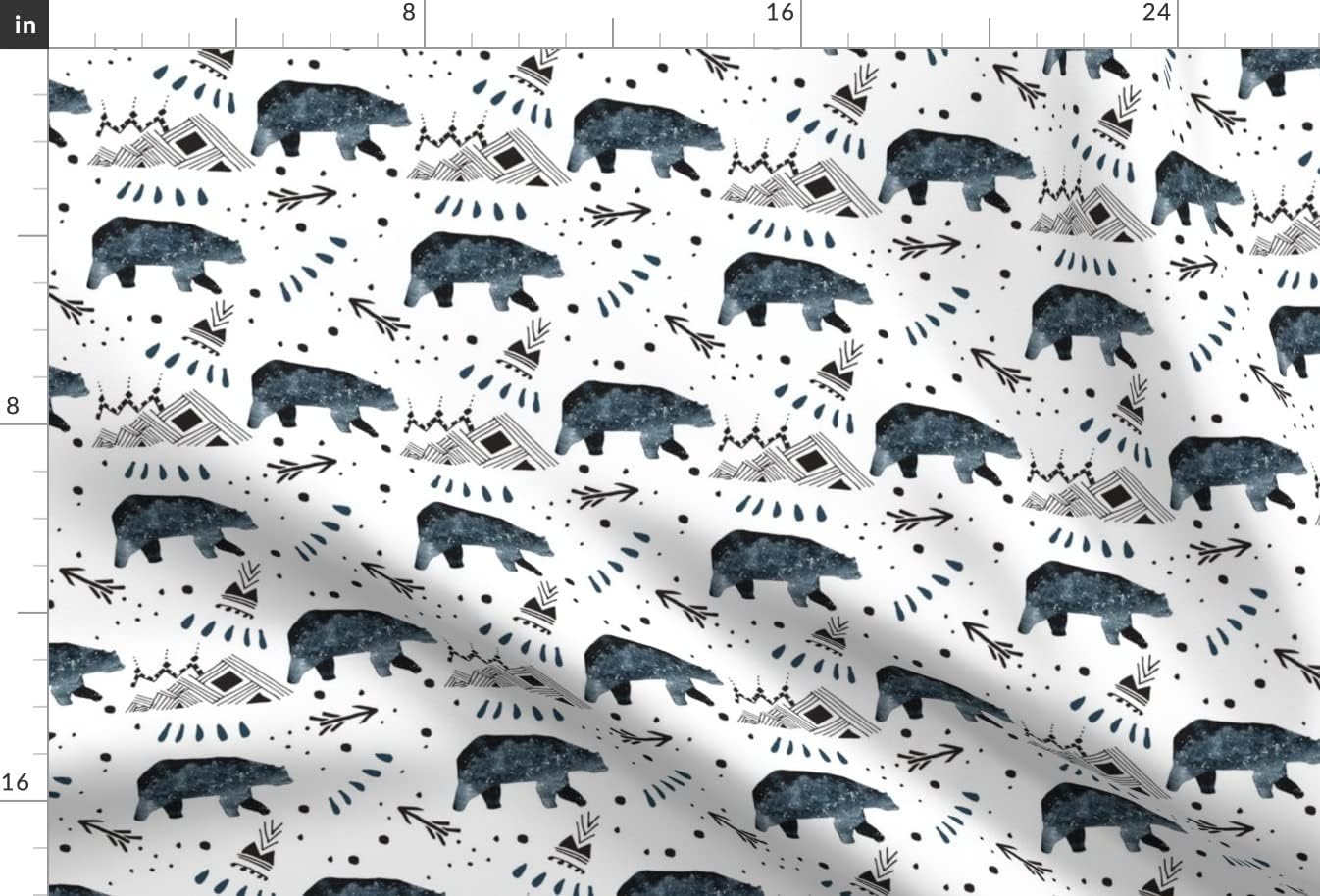 Spoonflower Fabric - Little Bear Small Arrows Mountains Woods Woodland Nature Blue Abstract Printed on Minky Fabric Fat Quarter - Sewing Baby Blankets Quilt Backing Plush