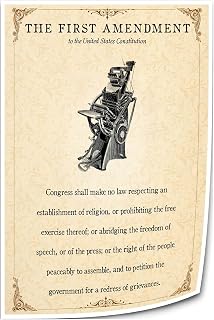 Winduryi First Amendment Us Constitution Bill of Rights Wall Art Vintage Poster for Bedroom Canvas Pictures for Hallway Vertical Artwork (12.00''x18.00'',Unframed)