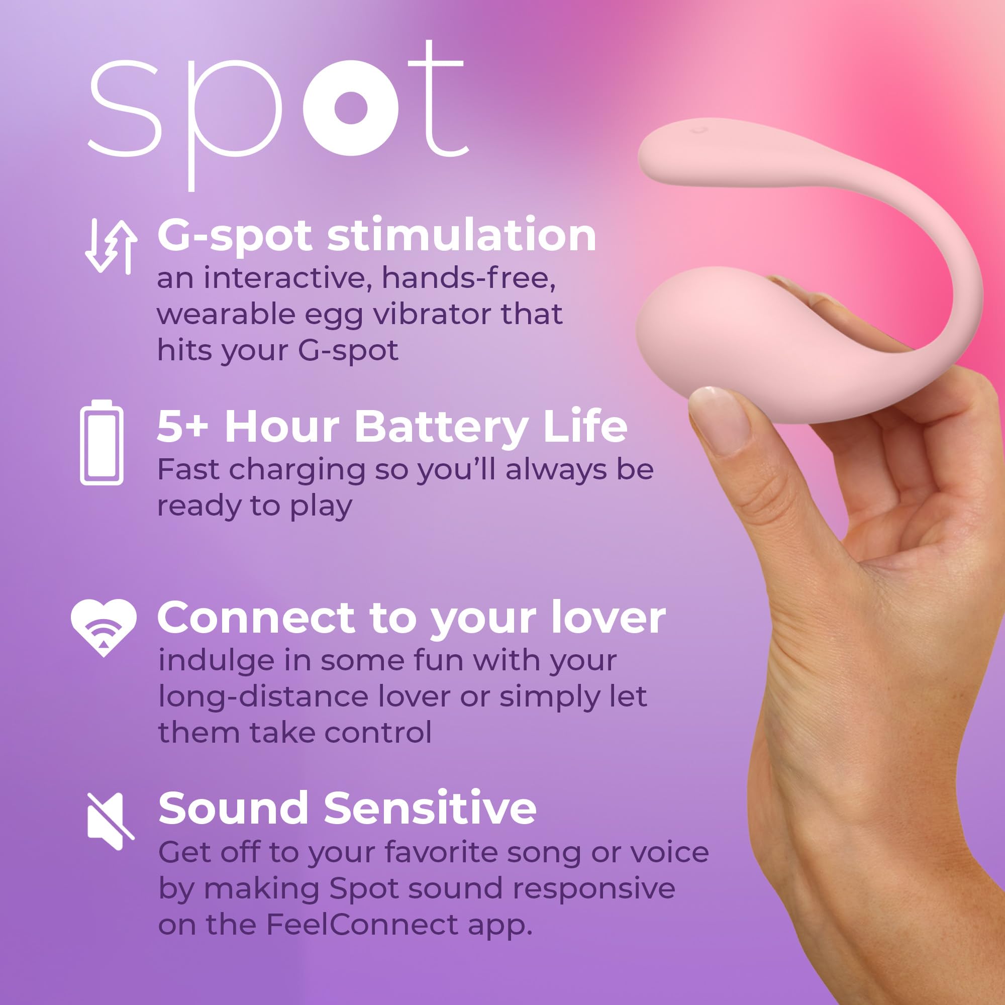 KIIROO Spot Vibrador Portátil con Conectividad Bluetooth y Luces LED Interactivas – Vibrador Recargable Compatible con App FeelConnect – Diseño Flexible y Compacto