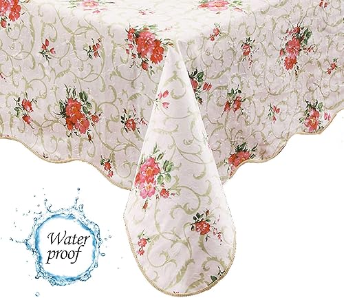 Vista 17 de Mantel de girasol impermeable de 60 x 104 pulgadas, mantel floral de vinilo con reverso de franela para mesas rectangulares, comedor de primavera