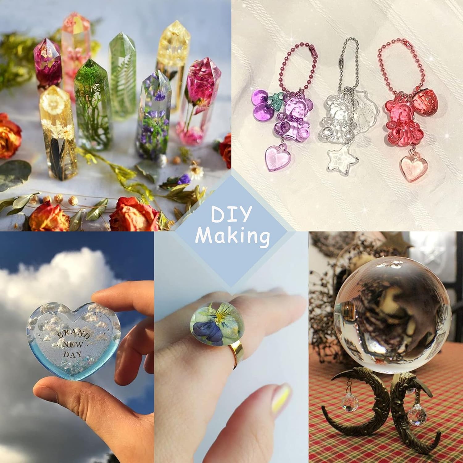 LASOFAMERE-100g UV Resin Crystal UV Clear Ultraviolet Curing Epoxy Resin, Crystal Clear Hard Glue Solar Cure Sunlight Activated Resin for DIY Jewelry Making, Craft Decoration,Casting ＆ Coating : Arts, Crafts & Sewing