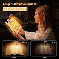 Vista 5 de Gritin Luz de libro recargable de 19 LED para leer en la cama con función de memoria, cuidado de los ojos, 3 temperaturas de color, brillo