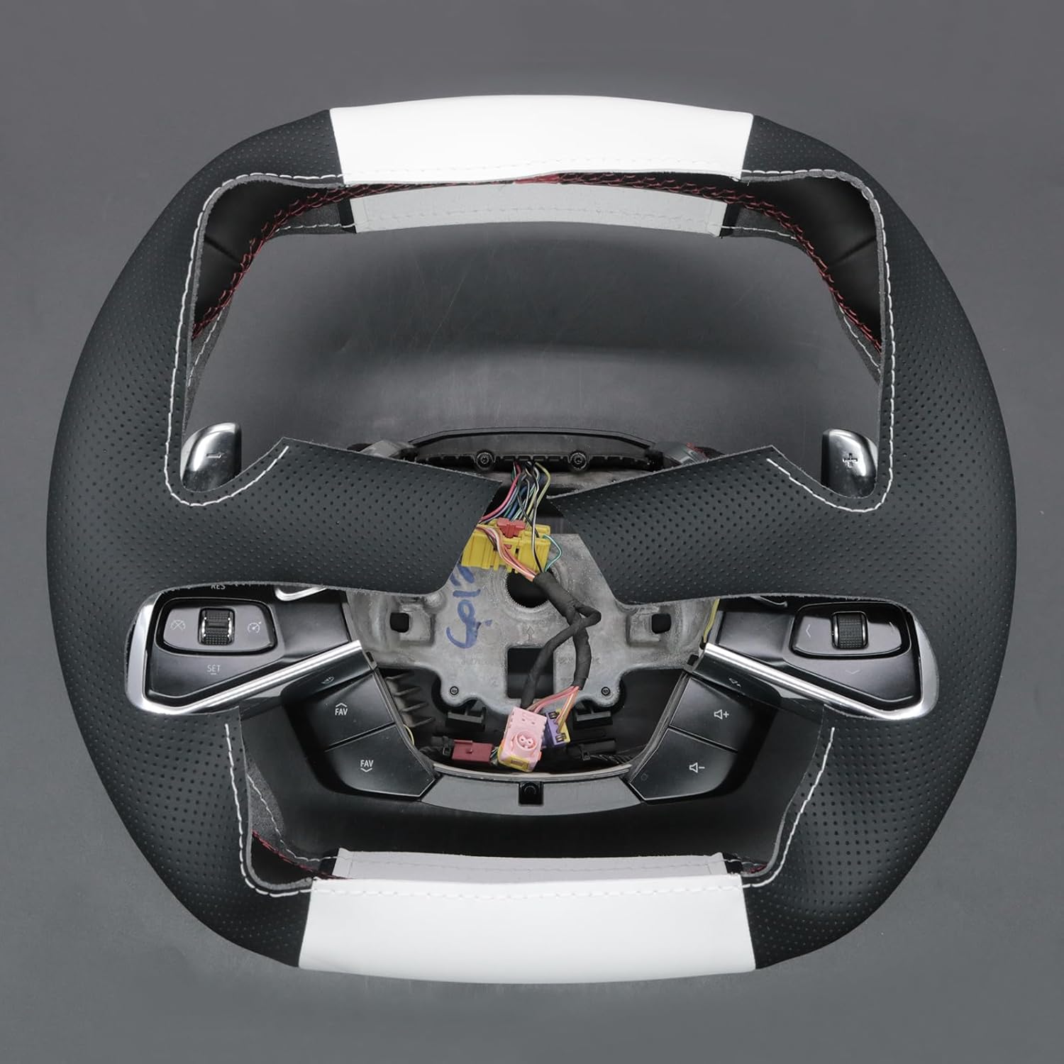 MEWANT Hand Stitch Steering Wheel Cover Wrap for Chevrolet (Chevy) Corvette C8 2020-2024 Steering Wheel Accessories for Chevrolet