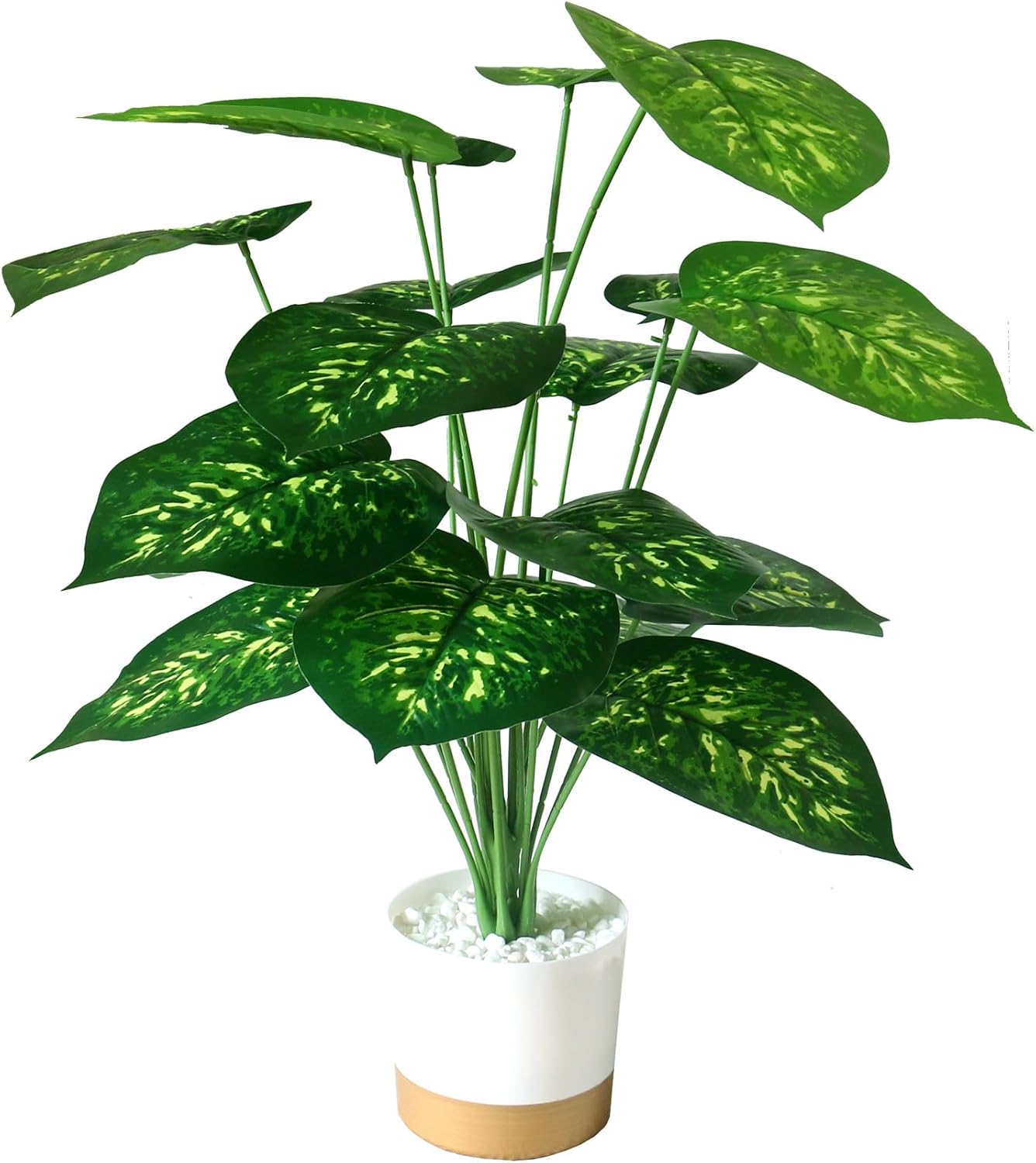 25.6'' Artificial Plants with Pot, Realistic Potted Fake Ivy Plants , 18pcs Stems Faux Greenery Tropical Plants for Home Decor, Indoor, Living Room, Office, Farmhouse, Table, Shelf, Corner