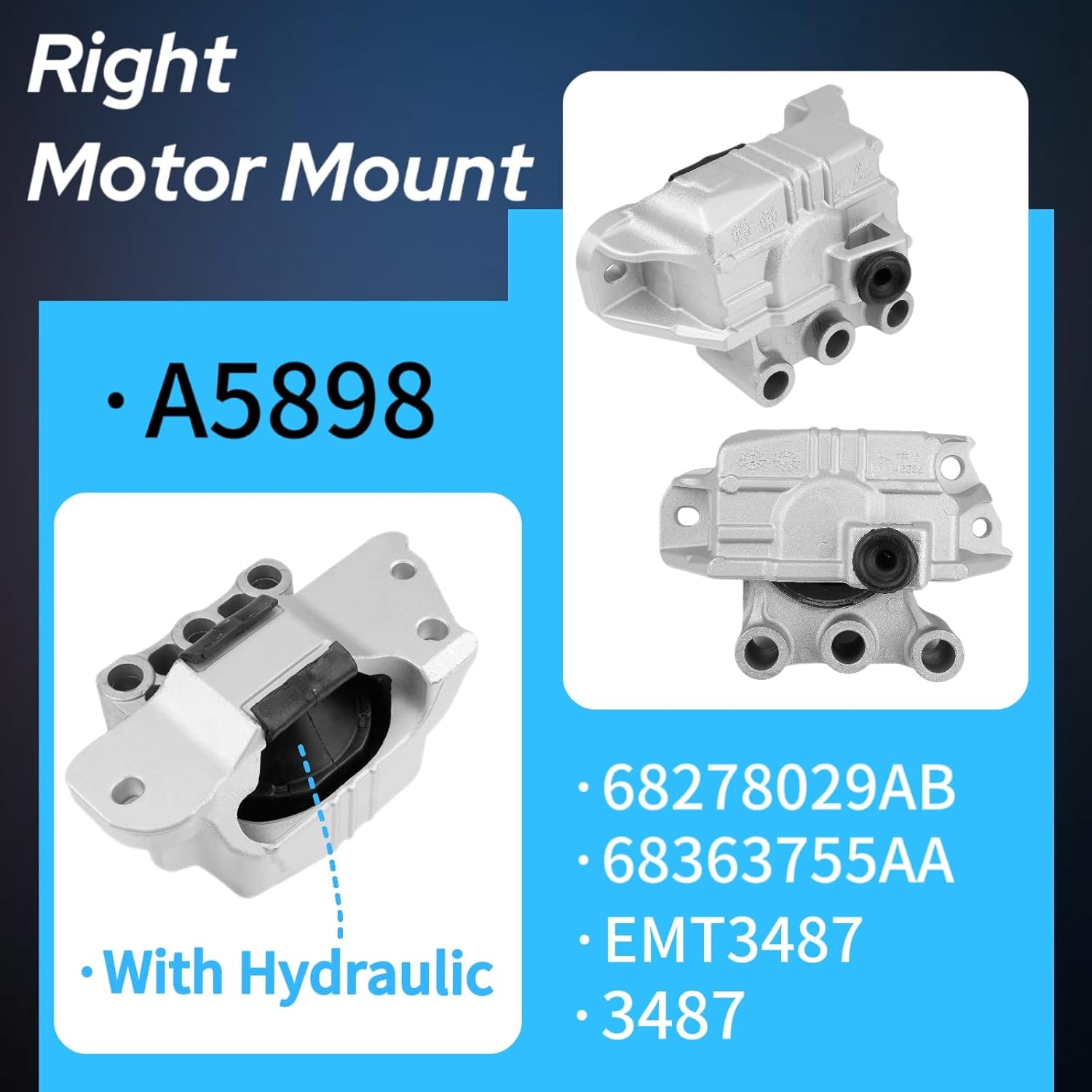 Engine Motor Mount Compatible with 2015-2020 Jeep Renegade 2017-2020 Jeep Compass 2.4L 2016-2018 Fiat 500X Replace 68258599AA 68363755AA 68363756AA 3PCS Engine Motor Transmission Mount
