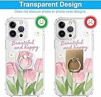 Vista 5 de Soporte transparente para anillo de teléfono, 2 piezas, rotación de 360°, soporte de anillo para teléfono celular, soporte de dedo móvil, agarre