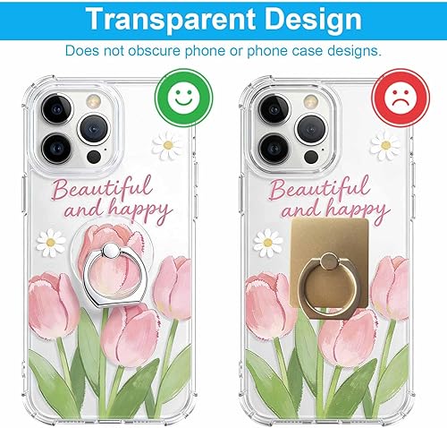 Miniatura 5 de Soporte transparente para anillo de teléfono, 2 piezas, rotación de 360°, soporte de anillo para teléfono celular, soporte de dedo móvil, agarre de