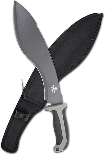 Machete de ojo de serpiente con construcción resistente, mango ergonómico antideslizante y funda para cinturón para jardinería, gestión de tierras,