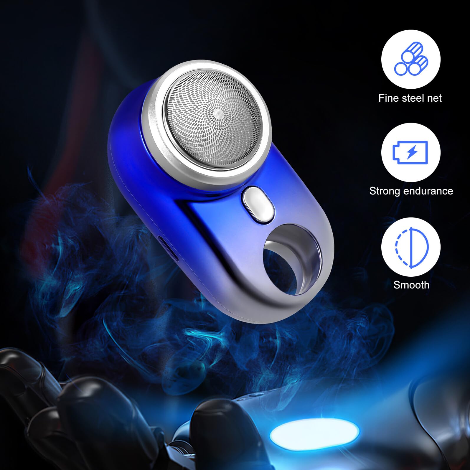 Homoyoyo Rasoio Elettrico Portatile Mini per Uomo Rasoio Ricaricabile USB Tascabile Display Digitale Adatto per Casa Viaggi e Uso Quotidiano Sfumatura Blu