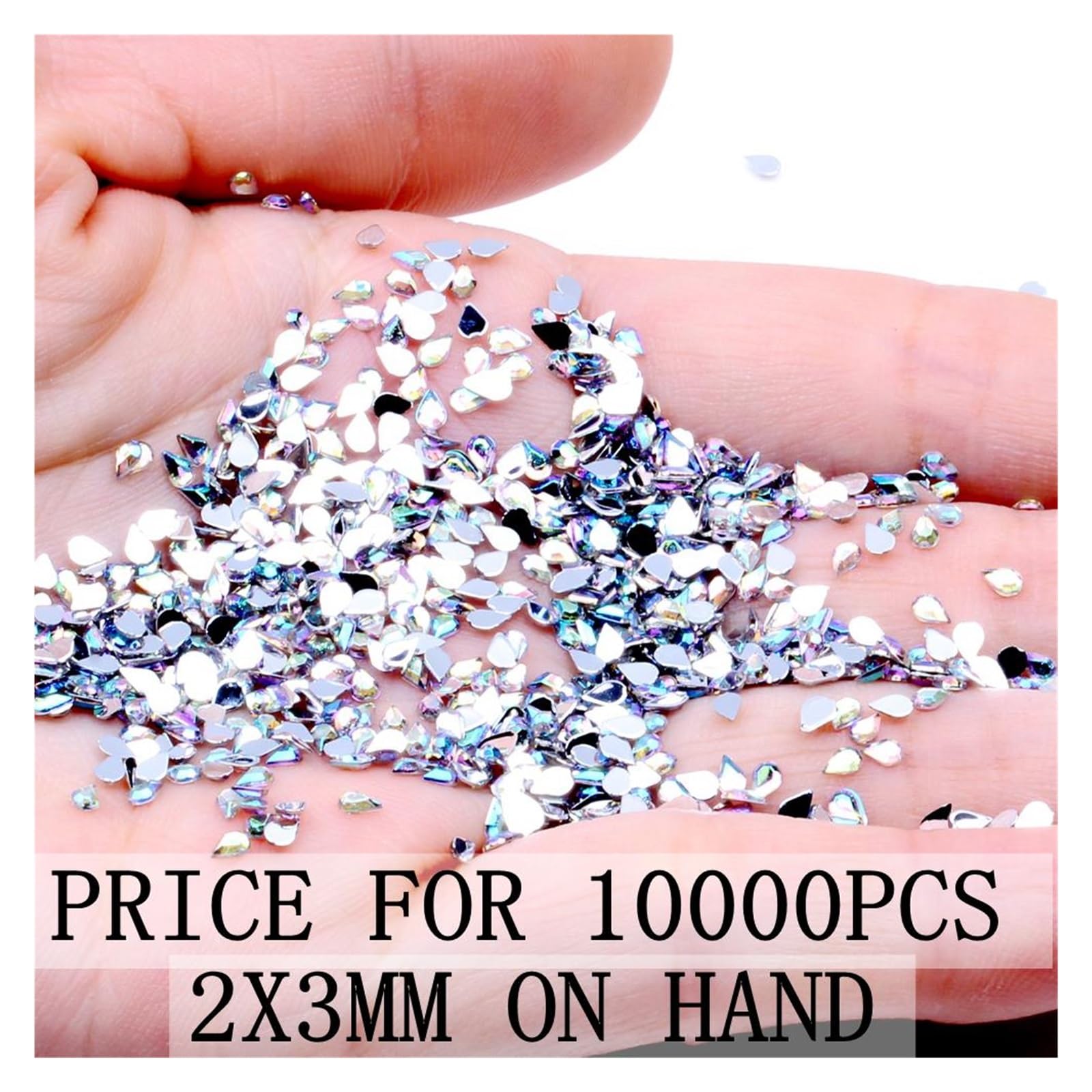 10000 STÜCKE Big Pack Acryl Strass Träne Flatback Kristall AB Flache Rückseite Nagel Strass 3D Nail Art Dekorationen DIY Werkzeug wanglan(Color:5x8mm 10000pcs)