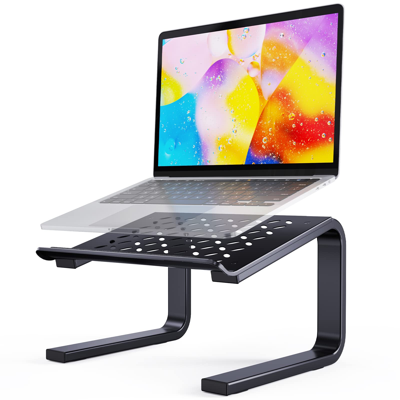 LORYERGOLaptop Stand for Desk, Ergonomic Laptop Riser Laptop Mount Computer Holder for Desk, Strengthened Notebook Stand Compatible with All 10-15.6” Laptops, Black