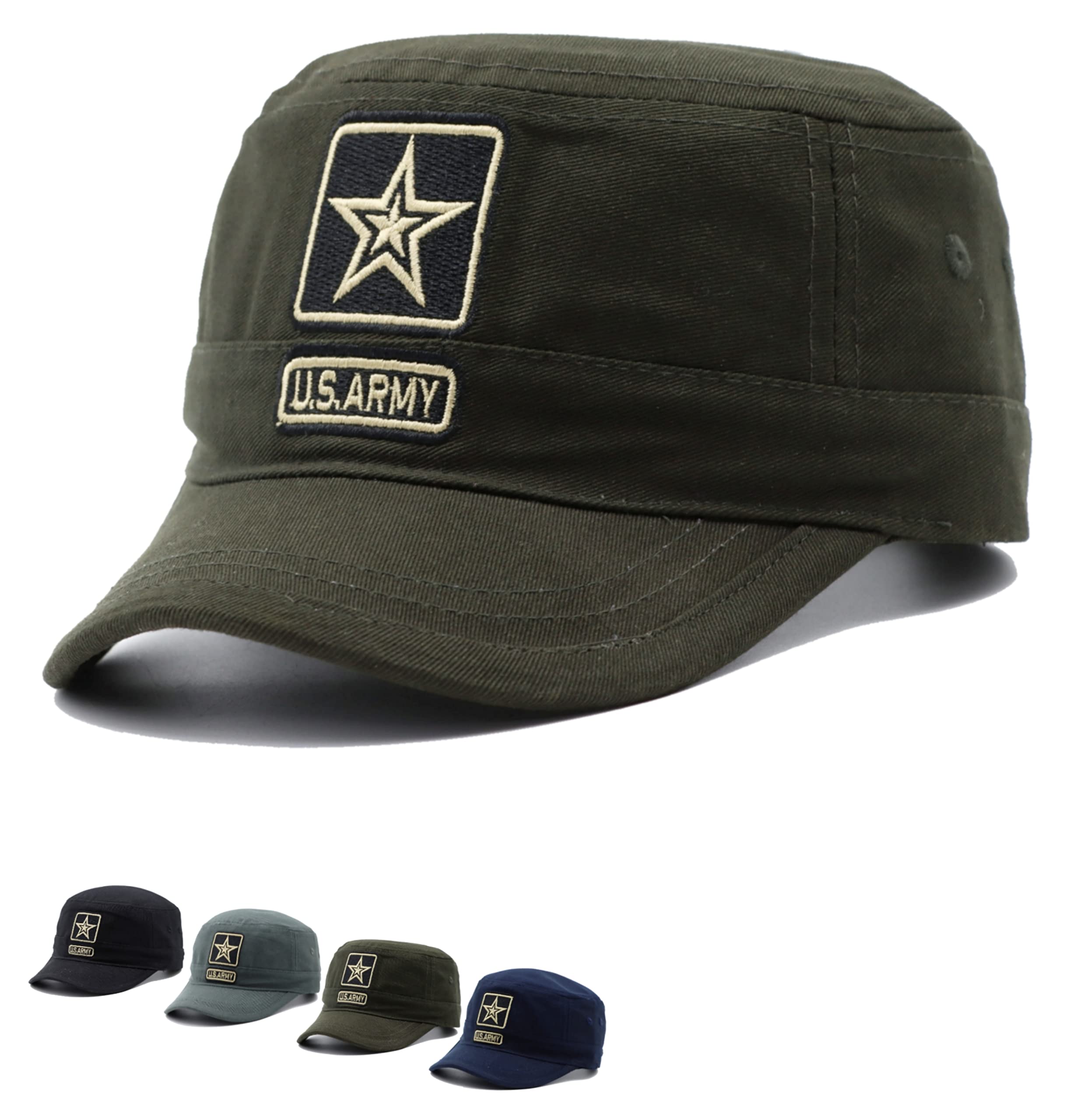 jazaa |AZ| Fashionable Solid Color Unisex Fitted Army Military Cadet Cap-picture-44