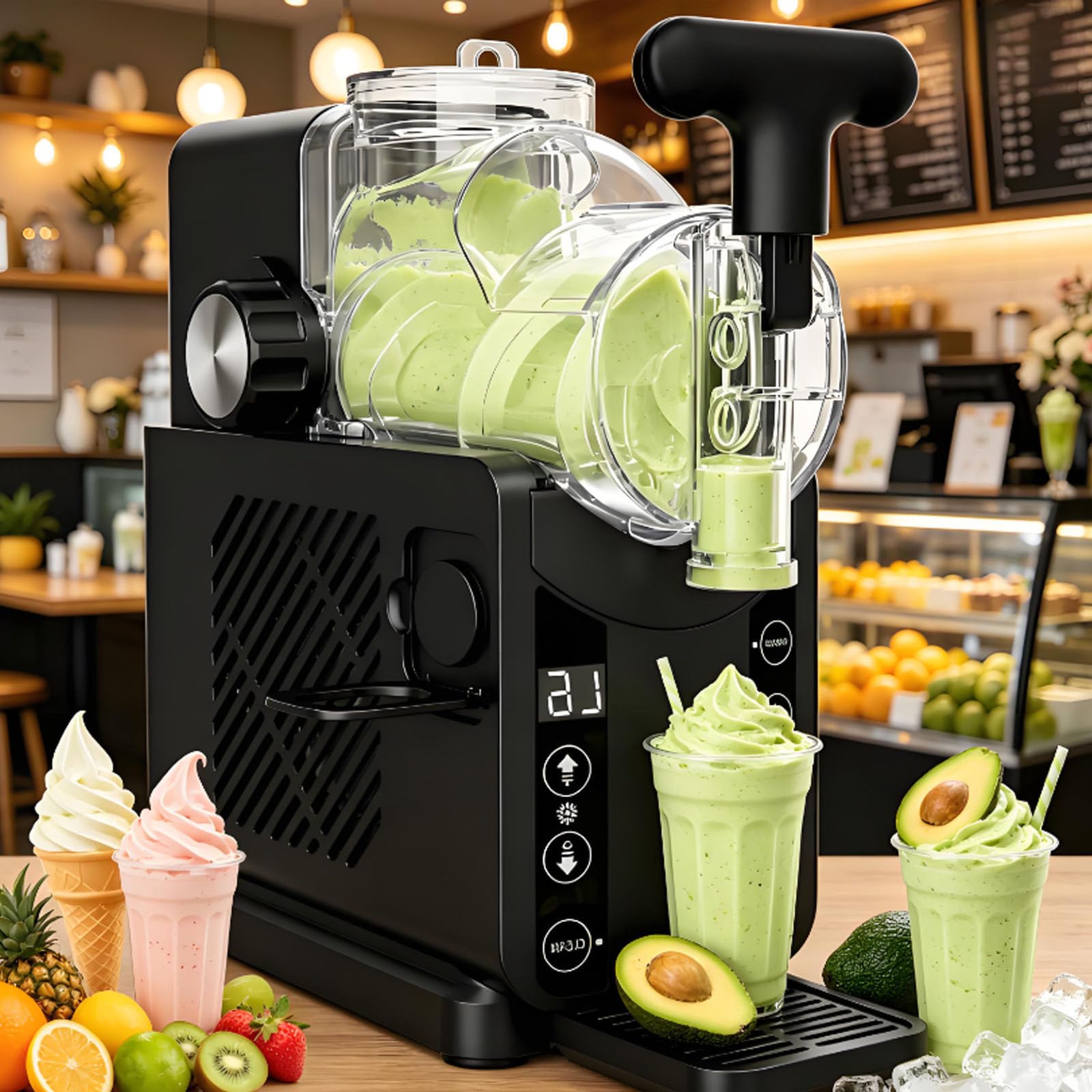 ErShangMao 2026 Slushie Maker Machine,Upgrade Soft Serve & Cold Drink Machine, 2l Slushy Maker,5 In 1 Presets, 15-Min Making 8-10 Servings, 180w Self-Clean For Milkshake,Smoothie,Ice Cream Blue