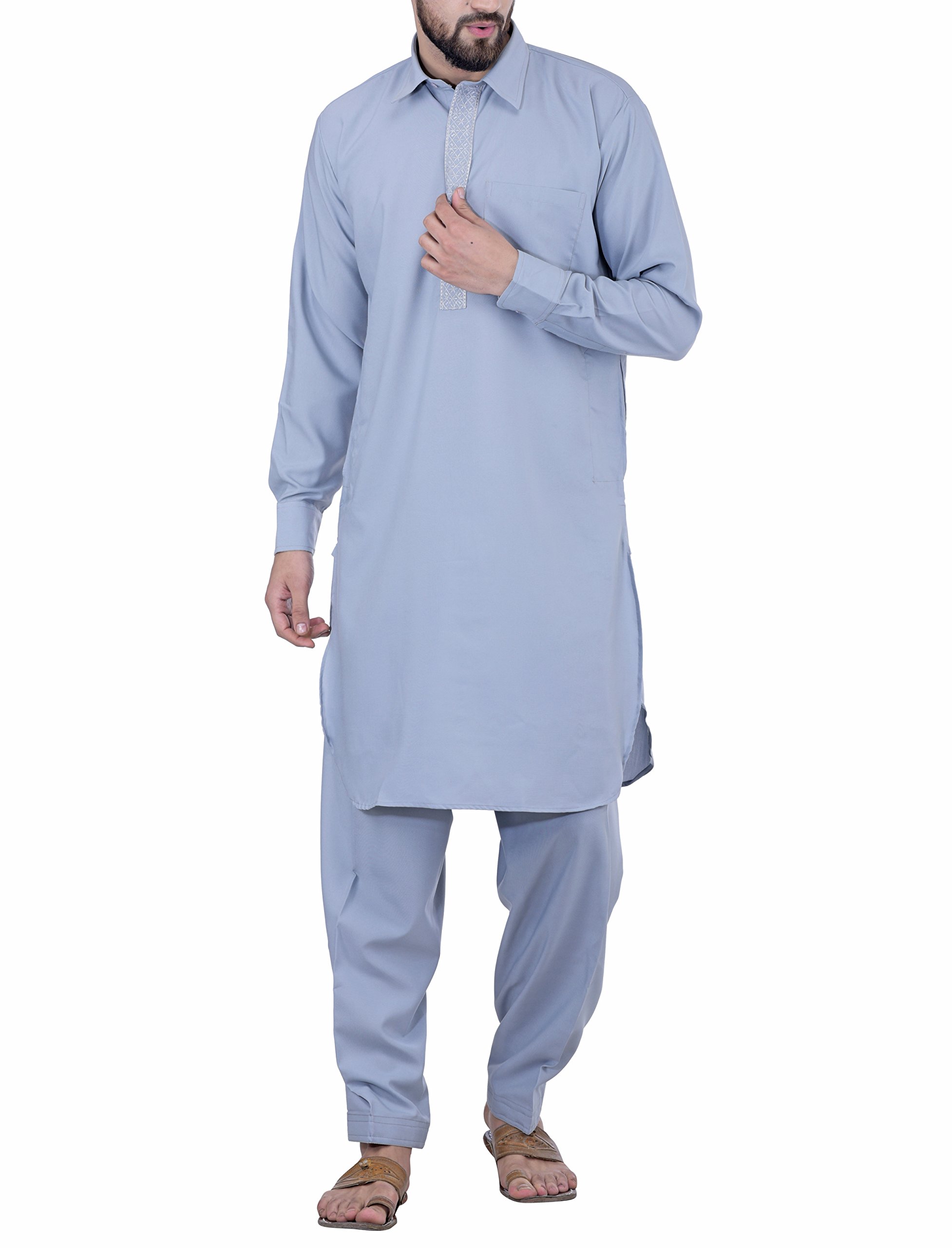 Sojanya(Since 1958, Men's White Cotton Blend Pathani Kurta Salwar