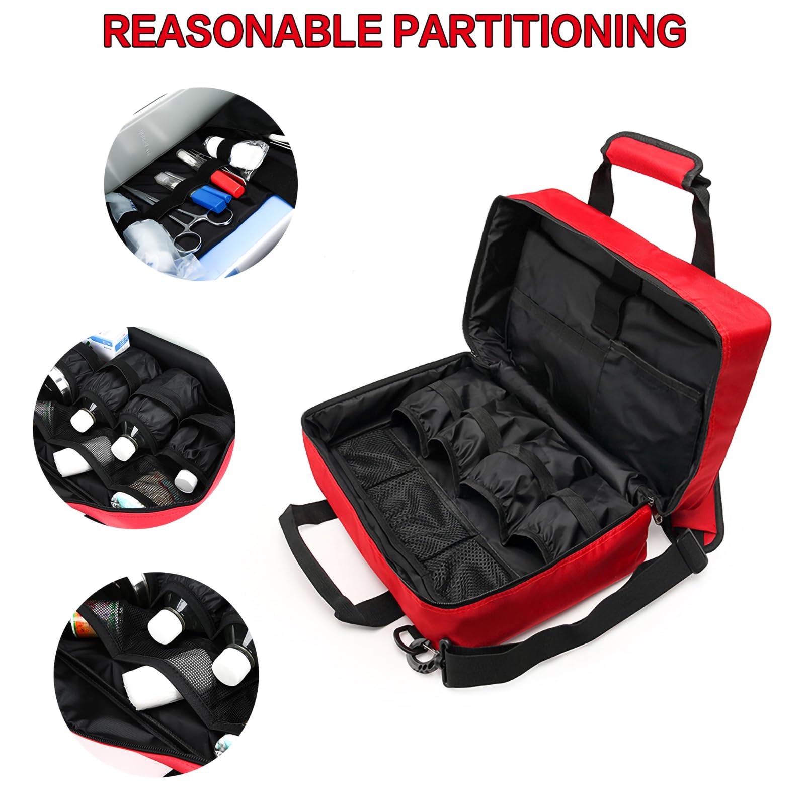 Kit di primo soccorso, borsa professionale per primo soccorso con tracolla e striscia riflettente, kit di sopravvivenza di emergenza portatile (solo borsa) (blu)