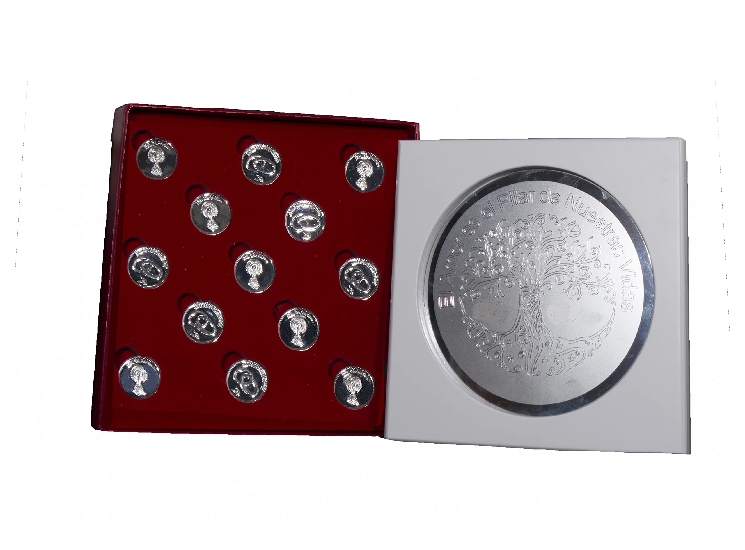 Arras de la Vírgen del Pilar, Personalizable con Bandeja Convertible en Placa de Recuerdo y llevanza de Alianzas para Bodas y Enlaces.