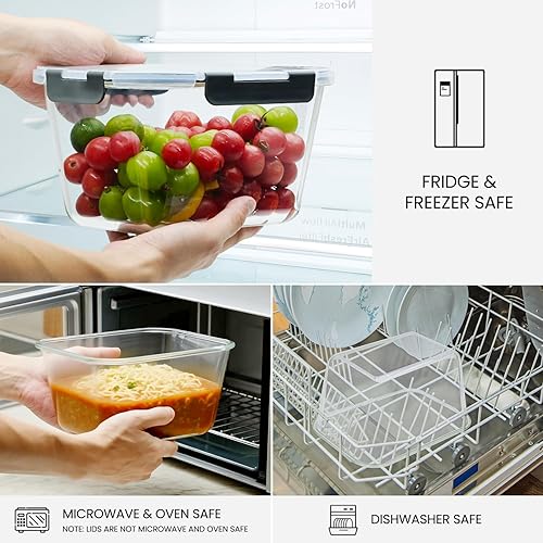 Miniatura 3 de Paquete de 2 recipientes grandes de almacenamiento de vidrio con tapas de 85 onzas  10.5 tazas, recipientes grandes herméticos de almacenamiento de