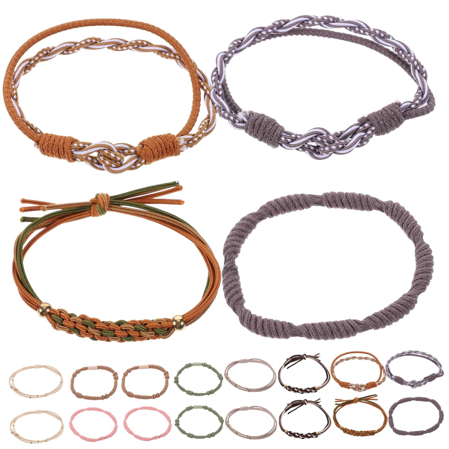 High Elasticity Ponytail Holders 20PCS Hair Tie Bracelets for Women Non-Slip Hair Accessories for Girls for Daily Hairstyles