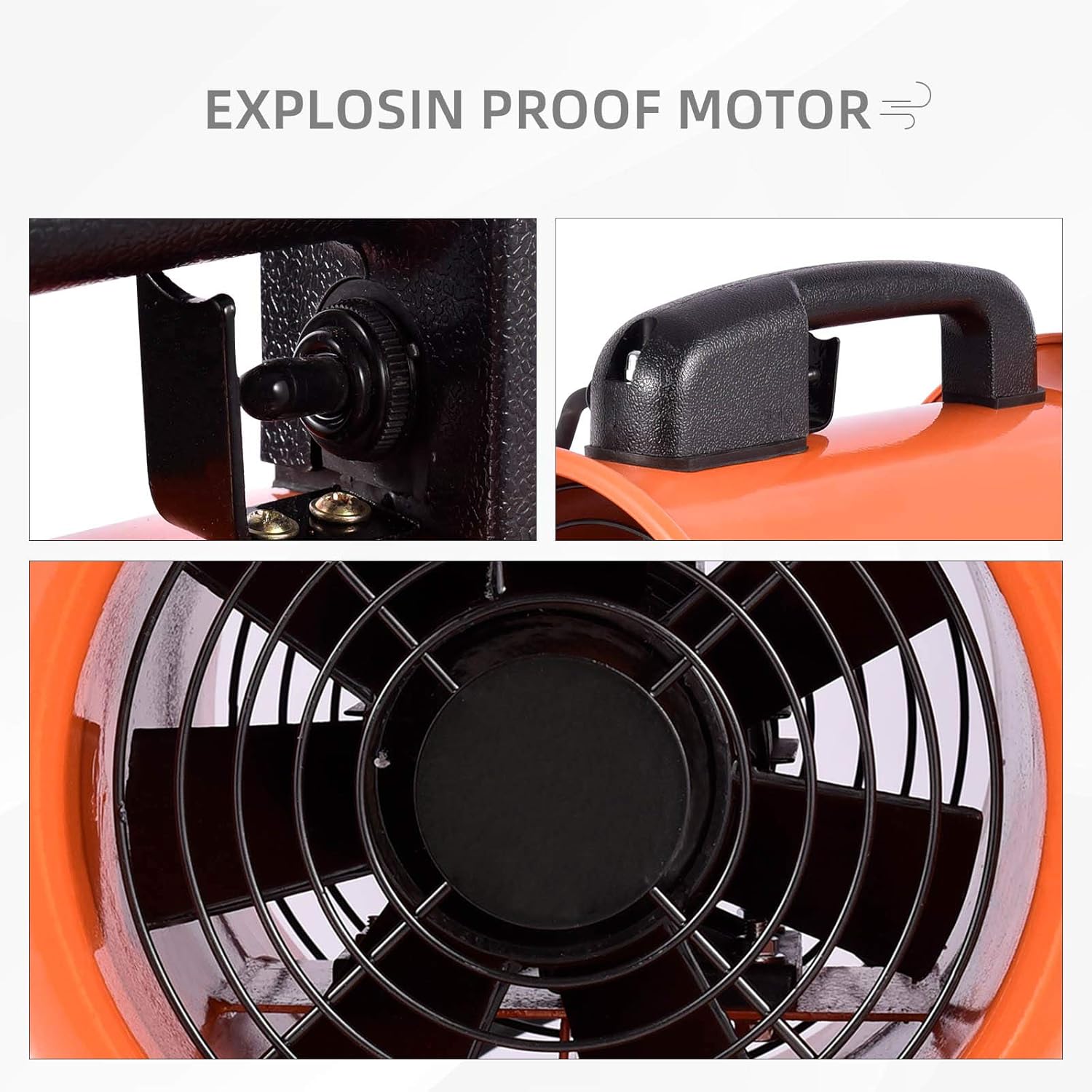 Utility Blower Fan 12 inch 250MM Portable Ventilator,0.7HP 2295 CFM High Velocity Utility Blower Mighty Mini Low Noise (12 inch with 10M Duct Hose)