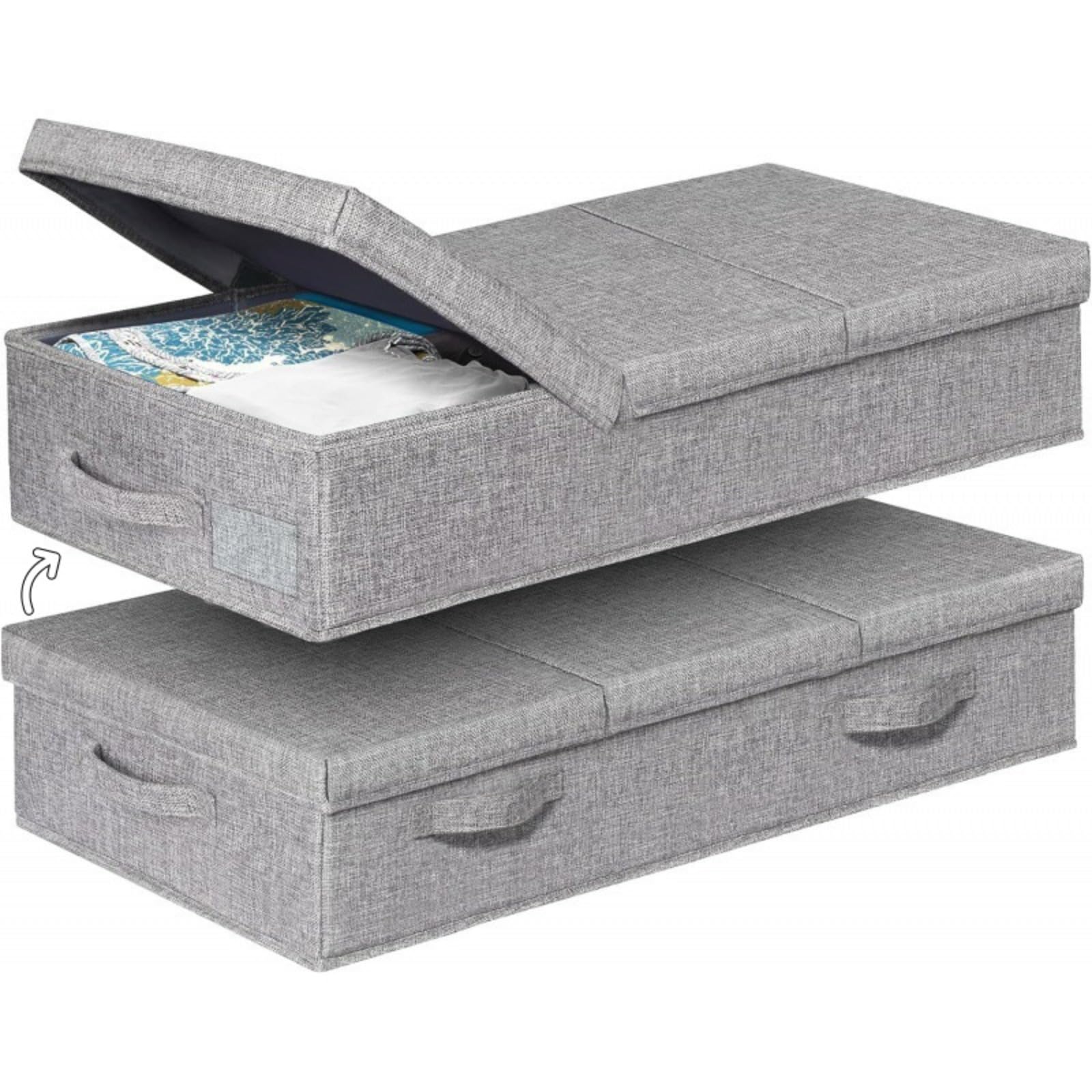 champracer Kleideraufbewahrung, Unterbett Aufbewahrungsbox, Unterbettkommode,Unterbett Aufbewahrungsbox mit Deckel,Aufbewahrungstasche für Bettdecken, Kleidung, Bettwäsche (Grau)