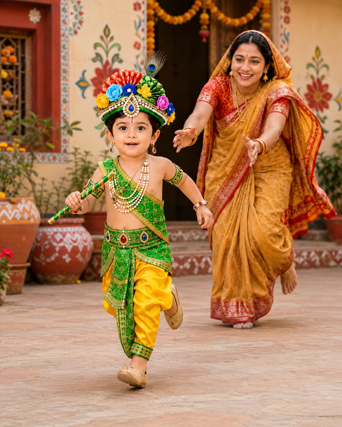 Rudra Fancy Dress krishna costumes for boy & girl fancy dress competition for school function for age group 0 months to 5 yrs 2