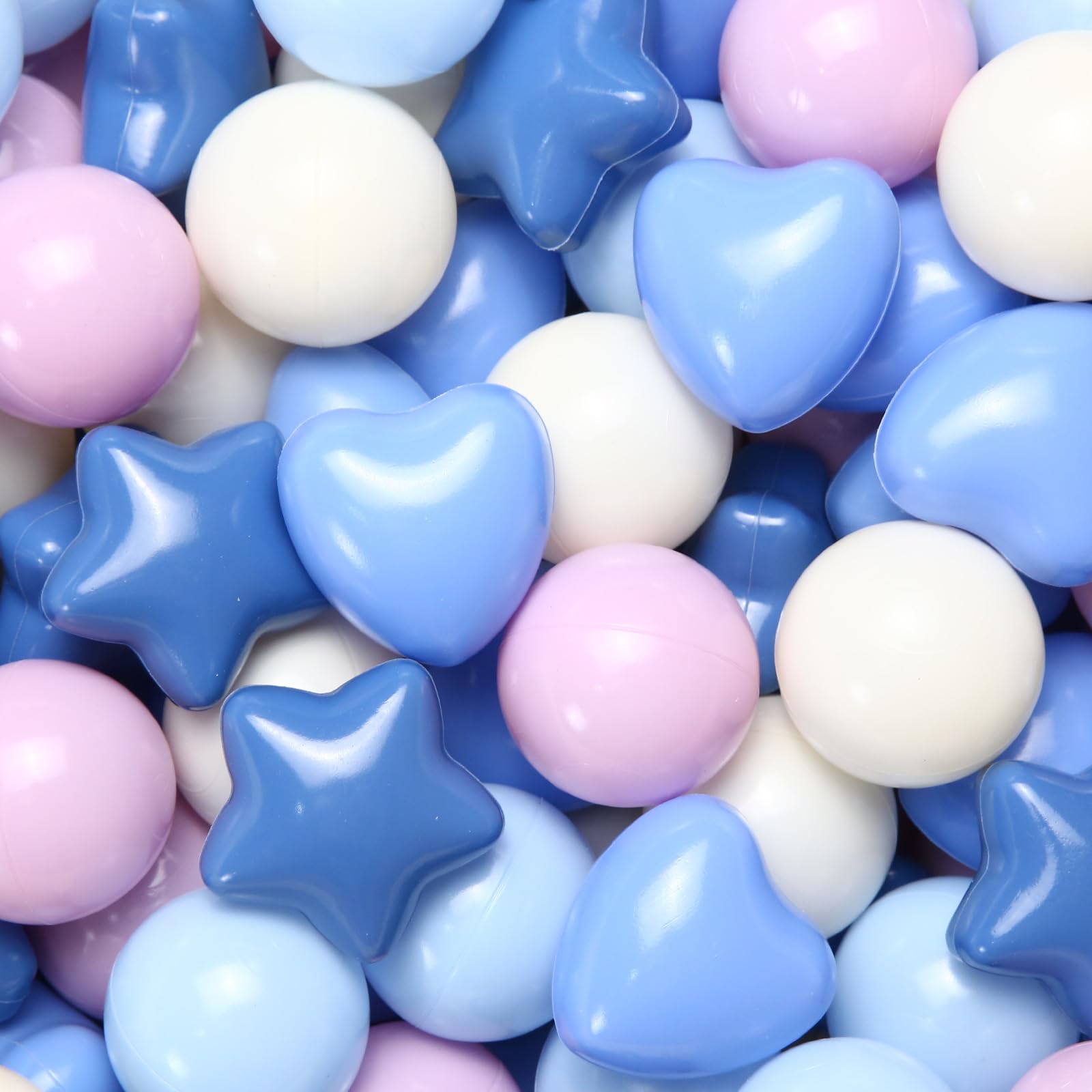 GOGOSO Ball Pit Balls 100 200 500 Pcs,Plastics Balls for Baby Toddlers Kids, Stars Hearts Shape for Pool,Play Tent,Party (Blue Purple, 200)