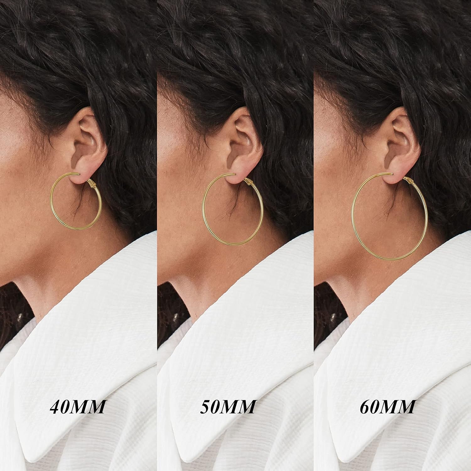 Big Gold Hoop Earrings for Women Hypoallergenic 925 Sterling Silver Post Thin Loop 14K Gold Plated Hoop Earrings Set for Women, 3 Pairs - Image 9