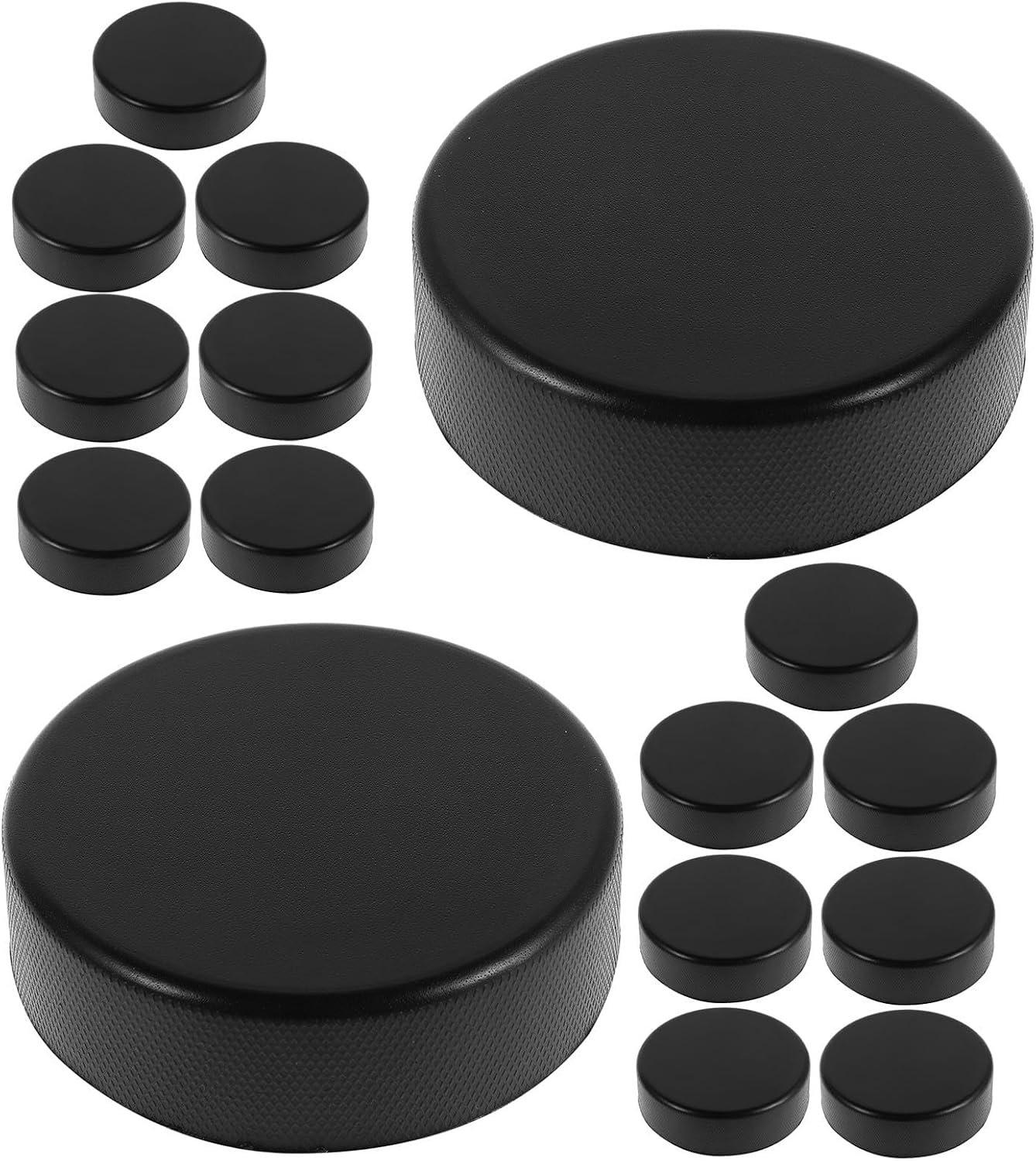 16pcs Pu Foam Hockey Pucks for Stickhandling Practice Black Mini Set | Indoor Floor Use, Gyms and Ice Hockey Practice, Lightweight Soft Build for Ages