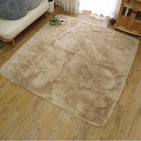 Amazon 手洗いok 洗える ウォッシャブル 抗菌 消臭 ペット対応 ホットカーペット対応 床暖房対応 滑り止め付き シャギー マイクロファイバー ふわふわラグ マフィン 130x190cm ミルクティ ラグ カーペット オンライン通販