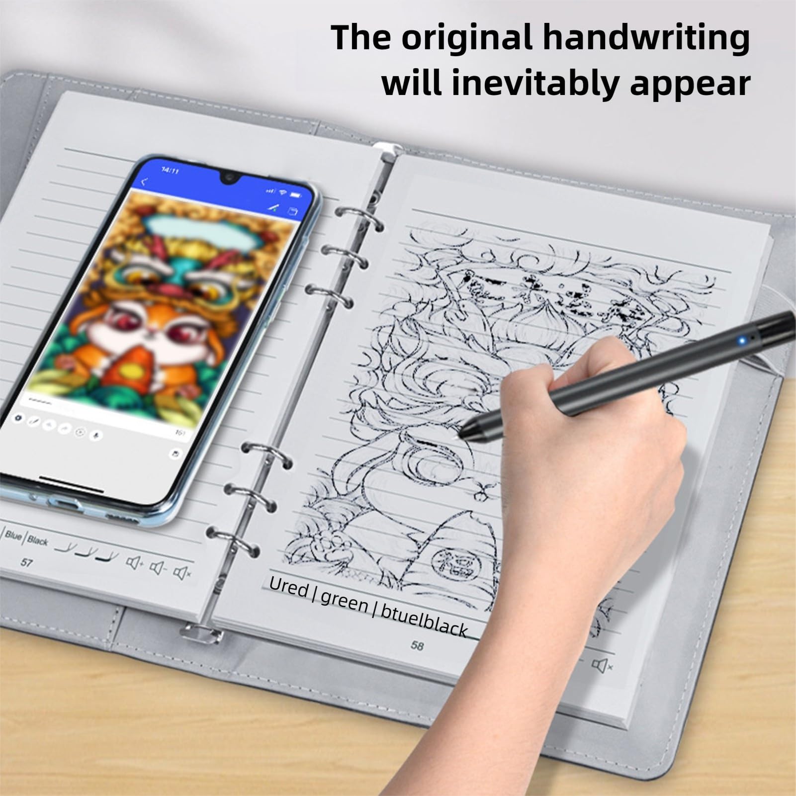 Smart Pen Pen Notebook Set di Scrittura, Digital Notebook Sync Pen con Cache Offline, Disegno di Intelligenza Artificiale, Condivisione Facile, per Risparmio in Tempo Reale, (Modello di lino)