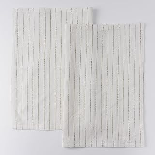 100% Pure Linen Kitchen Towels Set of 2 - French Stripe Design 18 x 24 I...