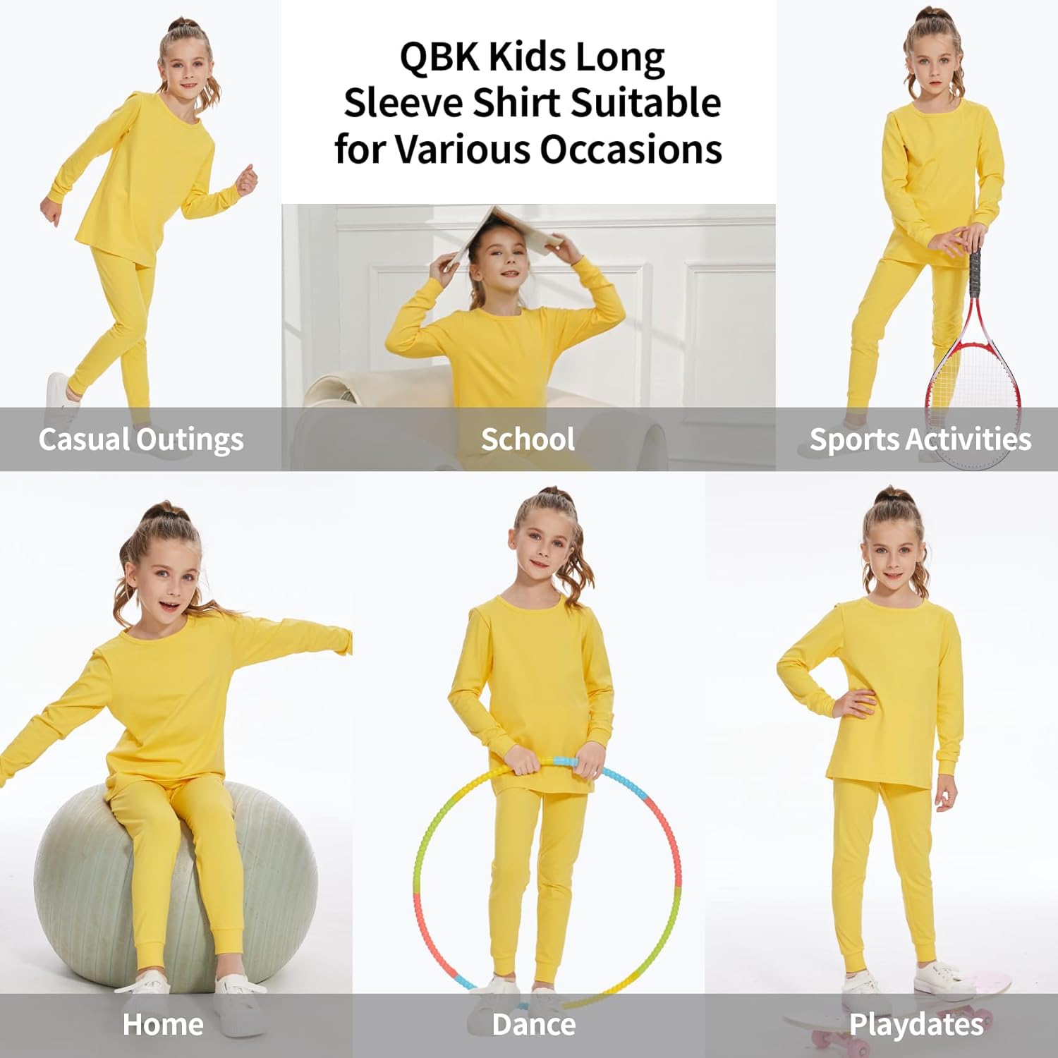 3T 4T 5T to 12 Years Girls Long Sleeve Shirts Kids Cotton T-Shirt Toddler Basic Crew Neck Top - Image 2