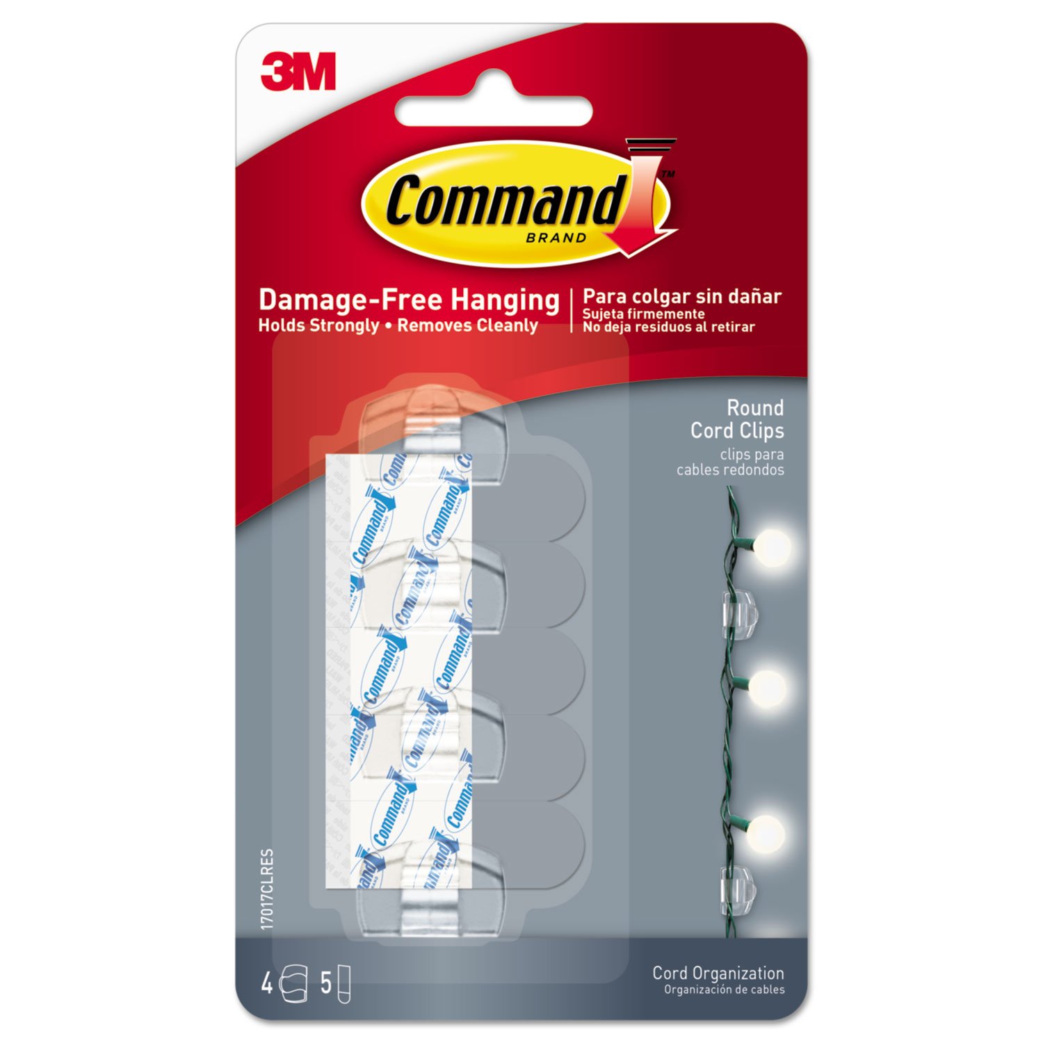 Command Round Cord Clip, Plastic, 9 Pieces,Self adhesive, Damage Free walls, Transparent Command Round Cord Clip, Plastic, 9 Pieces,Self adhesive, Damage Free walls, Transparent