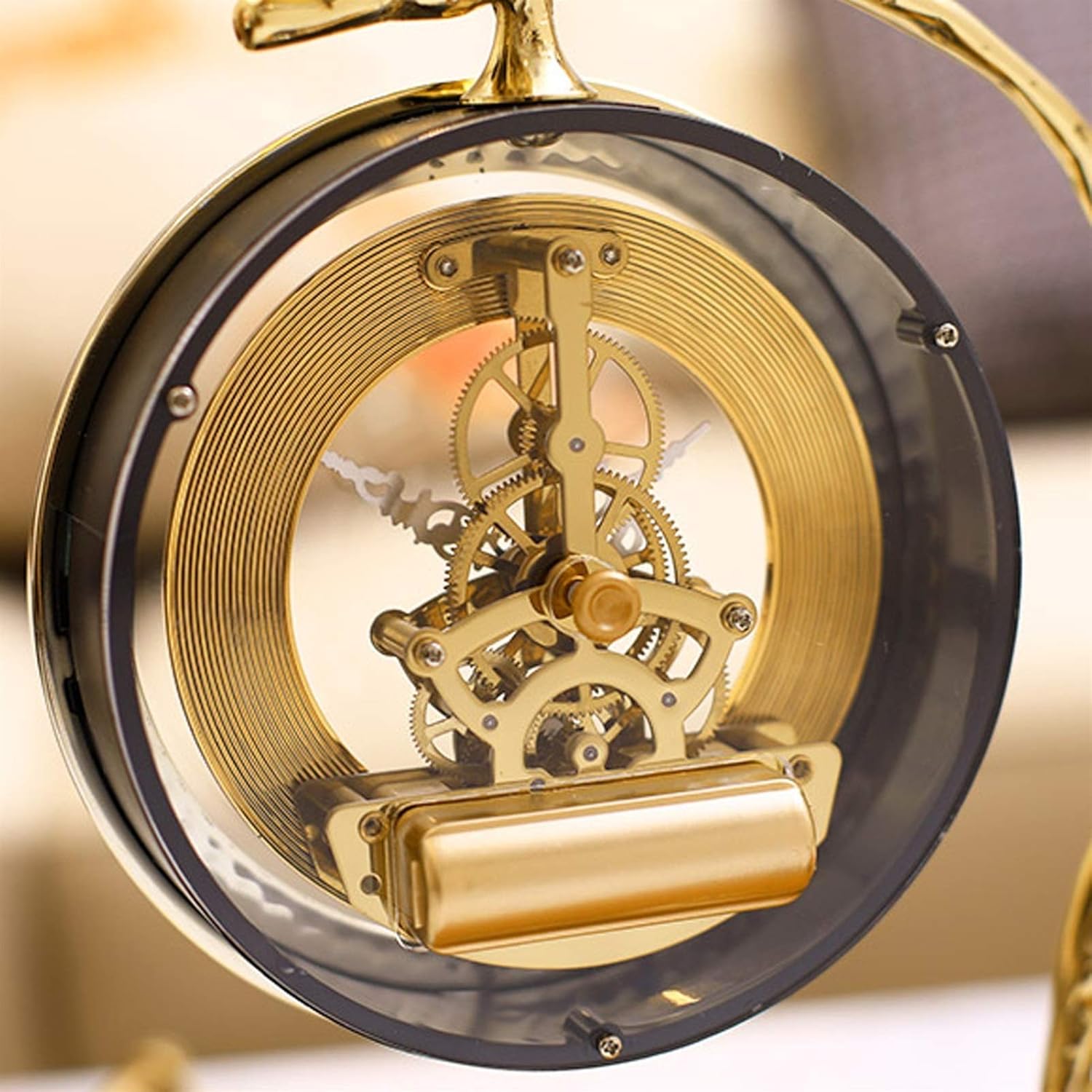 Desk Clock Bronze Table Clock, Simple, Stylish and Creative Table Clock Has Beautiful Lines, Agile Shape, Jumping Seconds Movement, 11.8 Inches Seat Clock