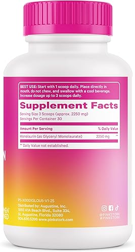 Miniatura 7 de Pink Stork Suplemento total de monolaurina para la salud intestinal, náuseas matutinas, apoyo inmunológico y salud vaginal para mujeres, bienestar