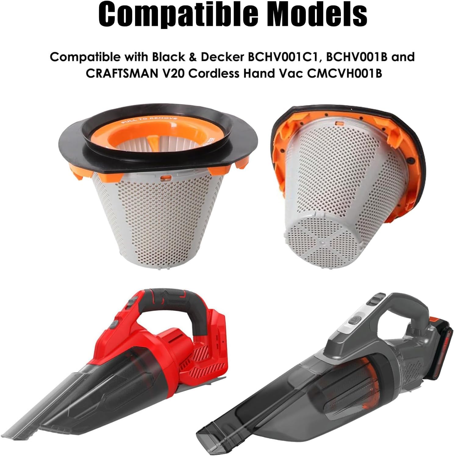 Alrens 2 Pcs N900287 Filter Replacement for BLACK+DECKER 20V Dustbuster Cordless Handheld Vacuum Models BCHV001C1, BCHV001B, for CRAFTSMAN V20 Cordless Hand Vac