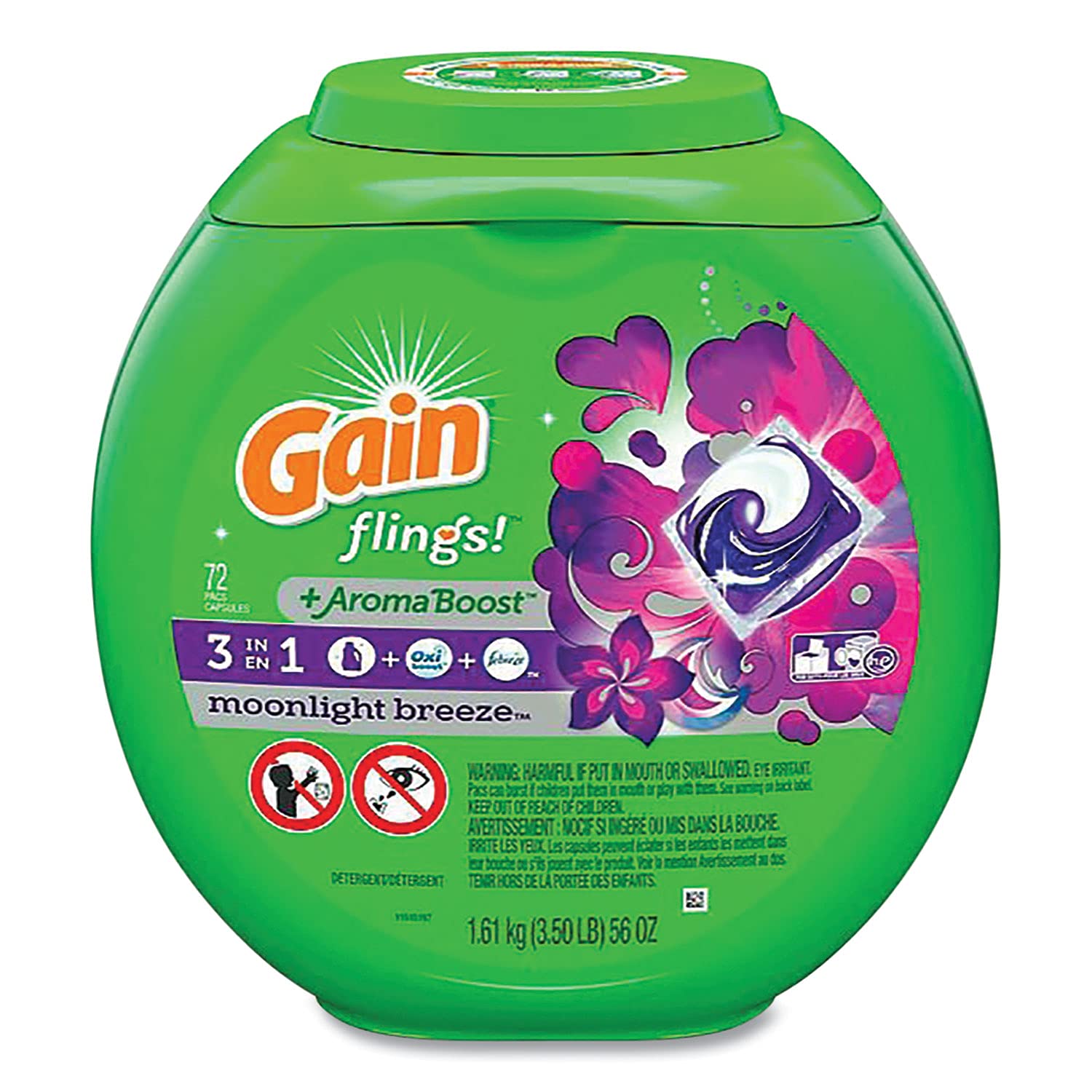 Gain flings! Moonlight Breeze Detergent Pacs, 72 ct, 62 oz by GAIN