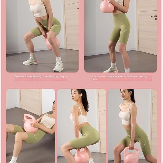 Home Kettlebell, Kettlebell Dumbbell for Muscle Training, 2/4/6/8kg, Pot Body Crystalline Liner/exert Force Balanced, Ergonomic Grip/non-slip, Mute, for Sports And Fitness,6kg,Pink