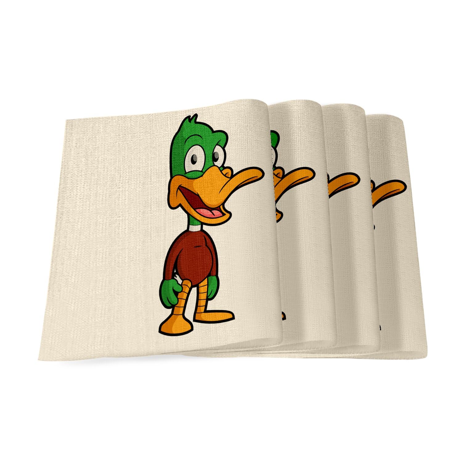 Sets de table en lin mignon canard vert pour les repas joyeux en famille