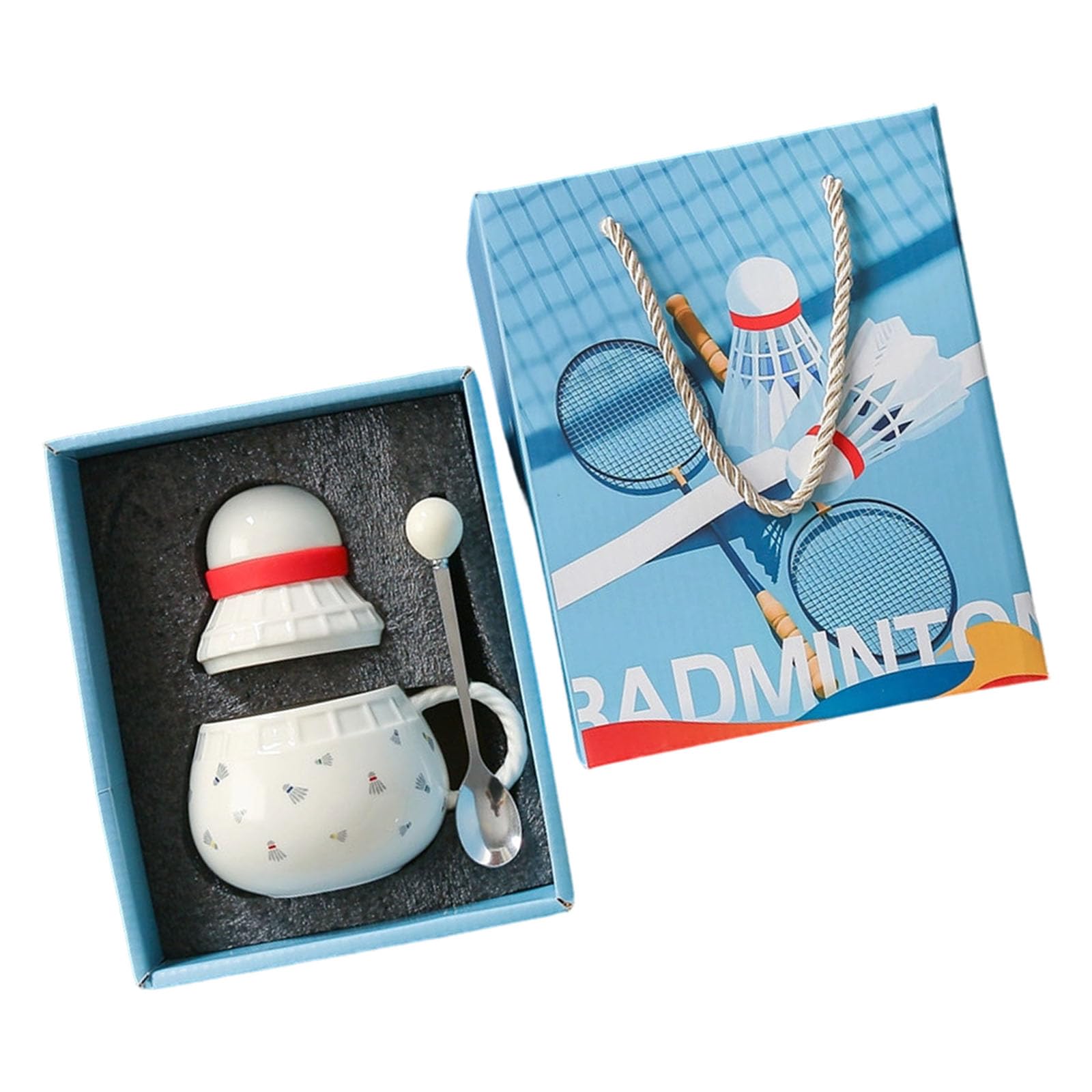 Tsophreniq Artistic Badminton Shaped Ceramic Drinkware 370ml Elegant Presentation for Gifting Ceramic Mug