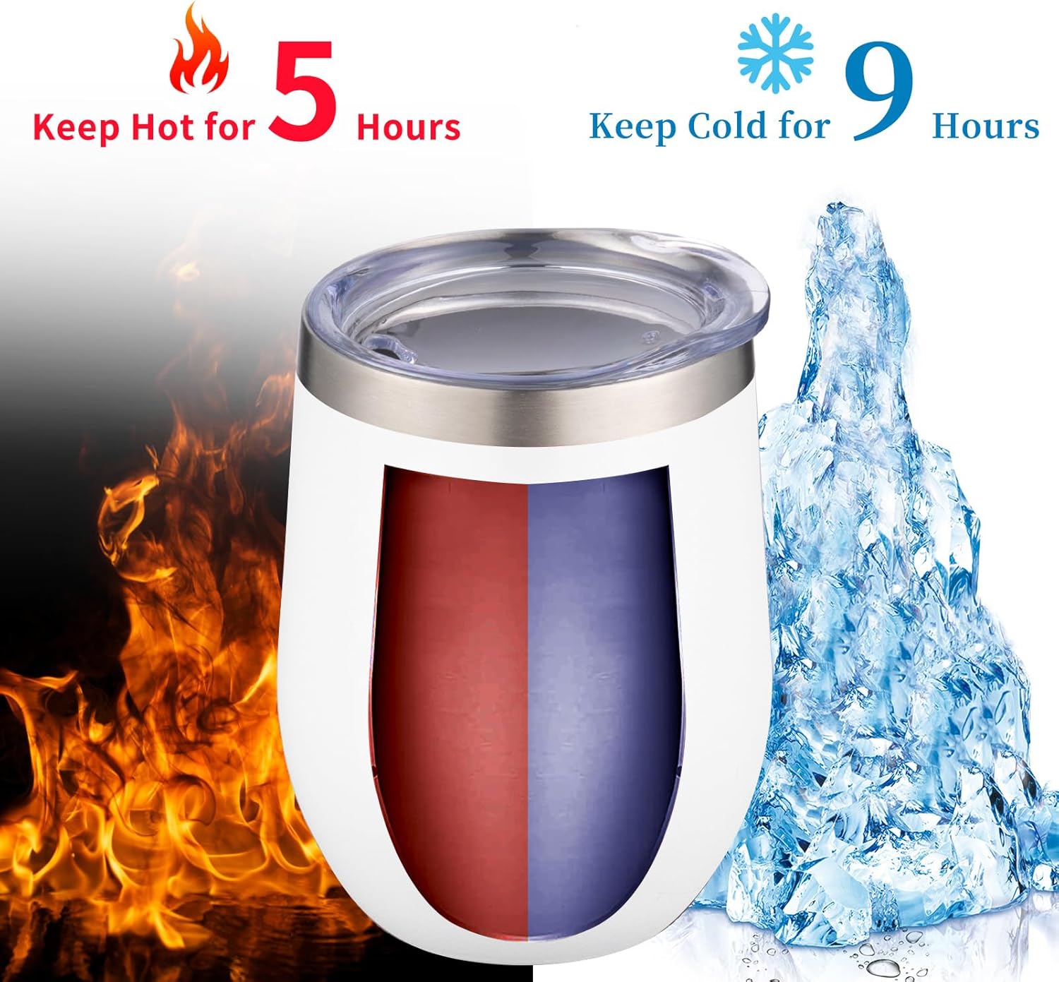 12oz/4 Pack Wine Tumbler Glasses with Lid Stemless Double Wall Vacuum Stainless Steel Travel Tumbler Keeping Cold & Hot for Wine,Coffee,Cocktails,Christmas Drinks-Family and Gifts(4 pack-White) - Image 2