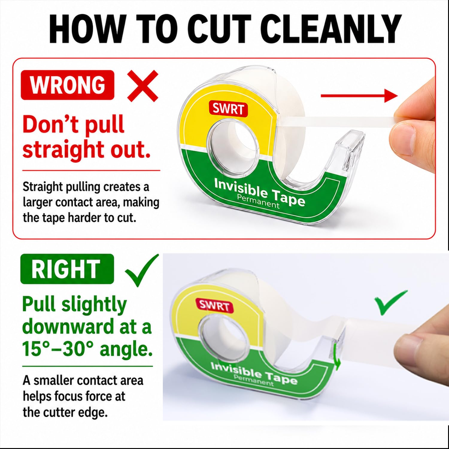 SWRT Double-Sided Tape, 1/2 in x 300 in, 24 Pack with Dispensers