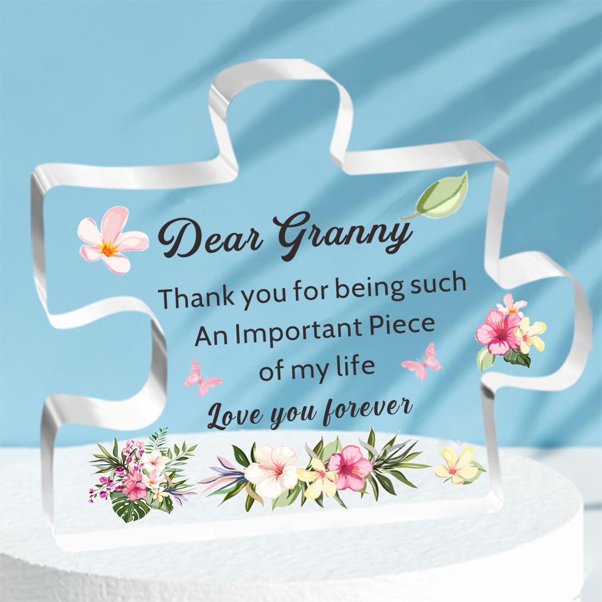 Targa In Acrilico Per Nonna – 'Grazie Per Essere Un Pezzo Importante Della Mia Vita' – Regalo Per Festa Della Mamma, Compleanno, Natale Dai Nipoti