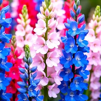 Seeds Dwarf Delphinium Mix Multicolor 100+ Seeds to Grow Low Height Spike-Like Perennial Flowers Larkspur Spring of Fall Planting