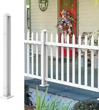 PVC Pillar 30" H White Durable Post for Garden Vinyl Picket Fence Straight