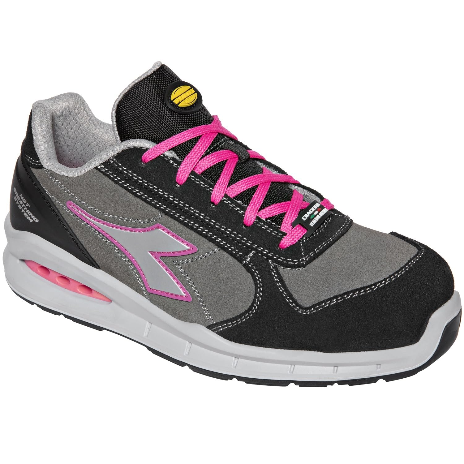 Diadora Utility Scarpe da Lavoro Antinfortunistiche da Donna Run Net AIRBOX Low S3 SRC Colore D0447 - GR Perla Fumo/Argento/Rosa Ger Taglia 42