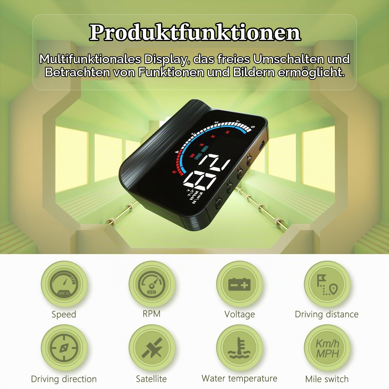 Auto HUD Head up Display, OBD2 & GPS Dual Modes HUD, Tachometer, KM/H und MPH, Kompatibel mit Allen Autos …